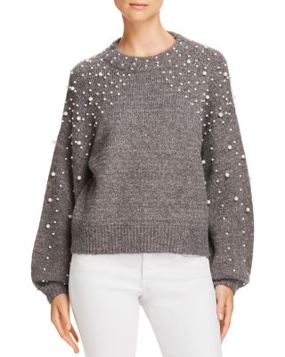 AQUA Embellished Balloon-Sleeve Sweater 