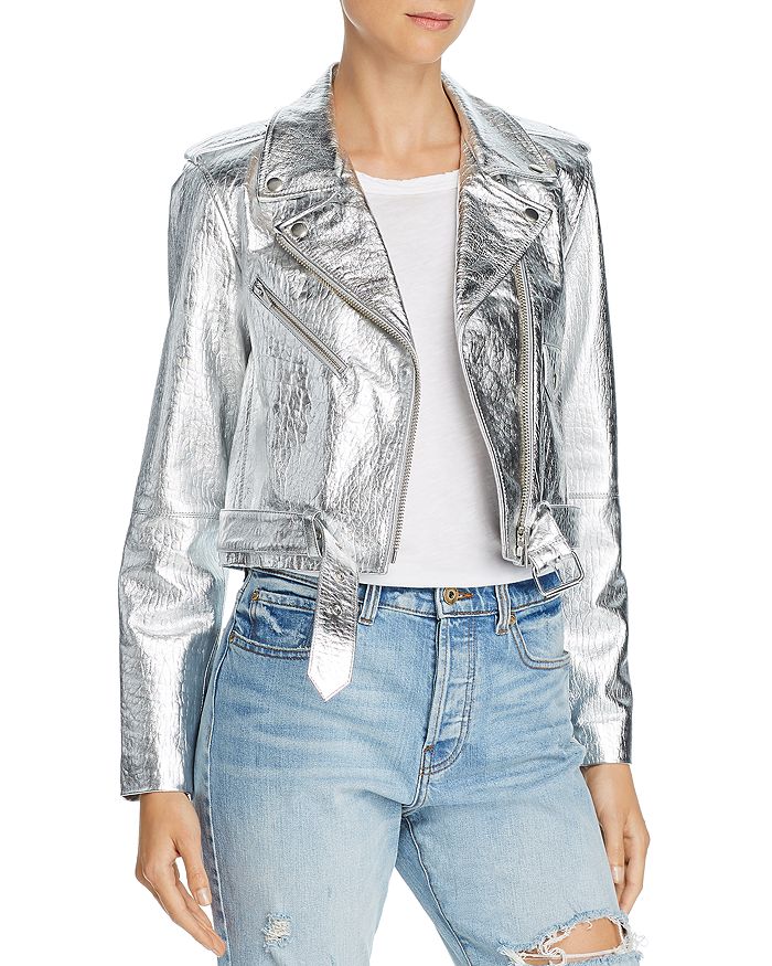 Veda Baby Jane Metallic Leather Moto Jacket 100 Exclusive