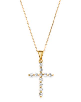 Bloomingdale's Diamond Large Cross Pendant Necklace in 14K Yellow Gold ...