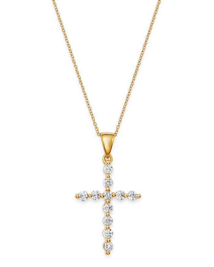Bloomingdale's Diamond Large Cross Pendant Necklace In 14k Yellow Gold, 0.50 Ct. T.w. - 100% Exclusive In White/gold