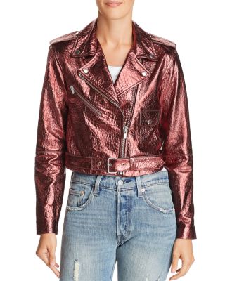 Veda - Baby Jane Metallic Leather Moto Jacket