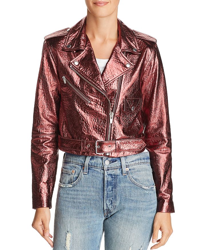 Veda - Baby Jane Metallic Leather Moto Jacket
