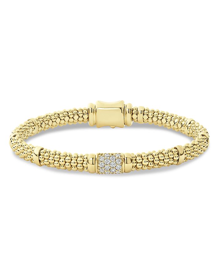 LAGOS - 18K Yellow Gold Caviar Small Diamond Slim Station Bracelet