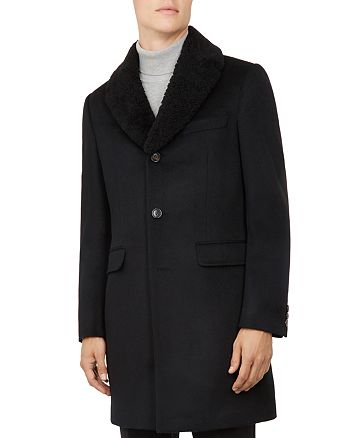 Ted Baker Squish Shearling Collar Overcoat | Bloomingdale's