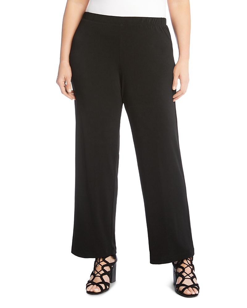 Karen Kane Plus Crepe Straight-leg Pants In Black