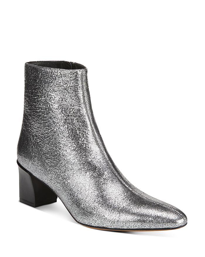 Vince Women s Lanica Metallic Leather Block Heel Booties