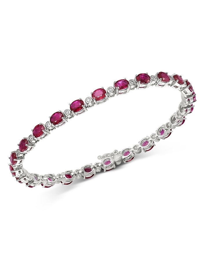 Bloomingdale's - Ruby & Diamond Tennis Bracelet in 14K White Gold - 100% Exclusive