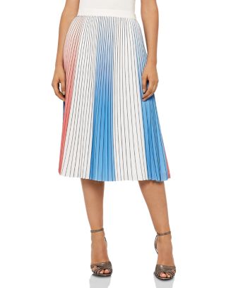 REISS Nina Pleated Color-Block Skirt | Bloomingdale's