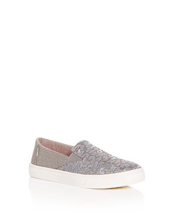 Toms Girls Luca Embroidered Glitter Slip On Flats Toddler