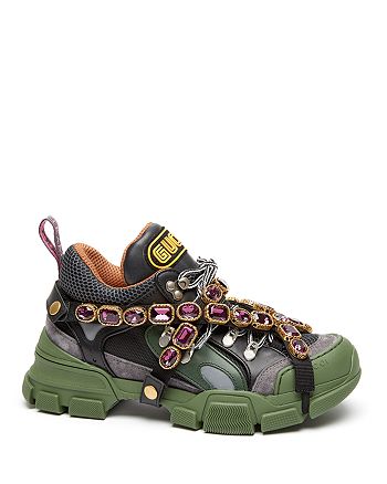 Gucci Women's Sega Leather Lace Up Sneaker With Removable Crystals |  Bloomingdale's