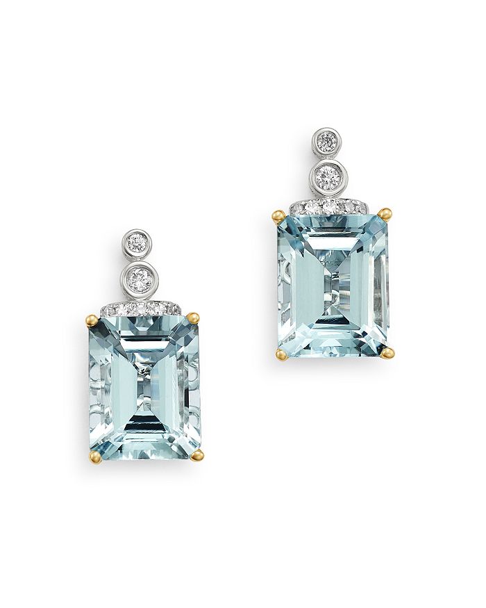 Bloomingdale's Aquamarine & Diamond Drop Earrings in 14K White Gold ...