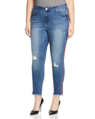 Seven7 Jeans Plus - Piped-Trim Raw-Hem Ankle Jeans in Reeves