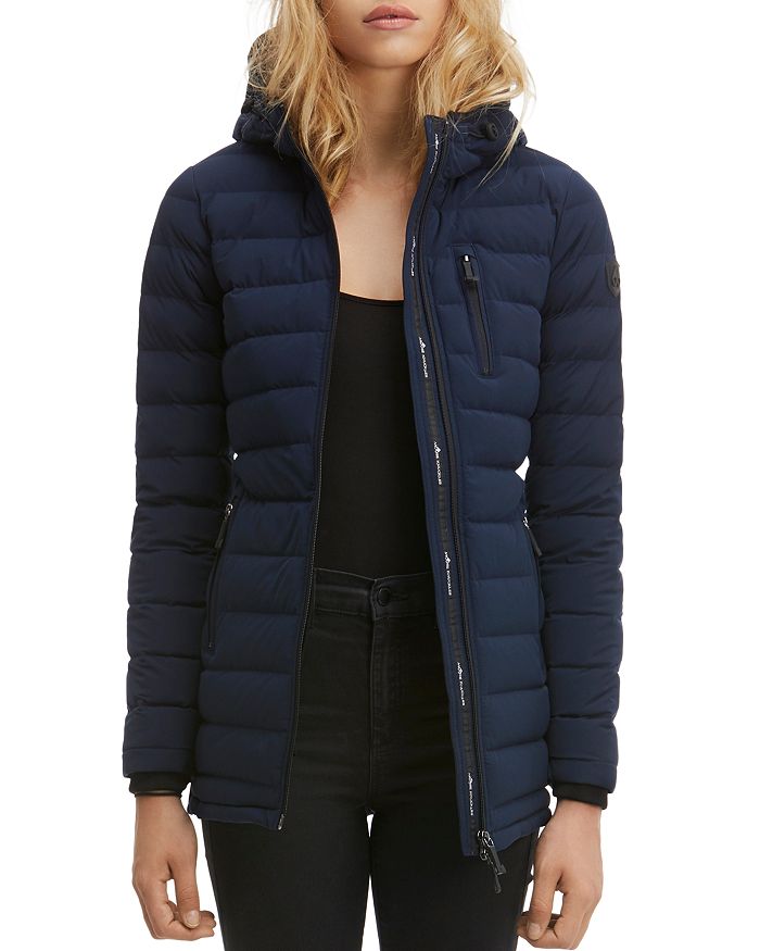 Moose Knuckles Lightweight Hooded Down Coat In Navy ModeSens