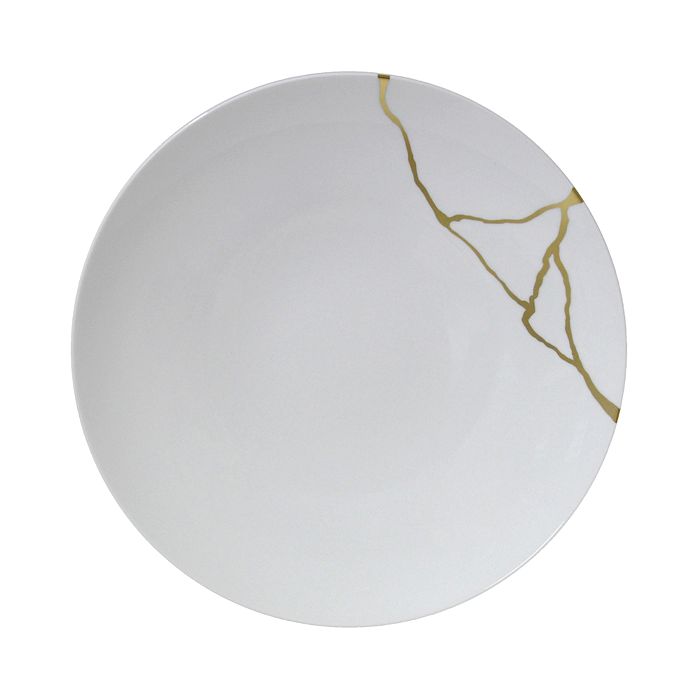 Shop Bernardaud Kintsugi-sarkis 24k Gold Dinner Plate In White/gold