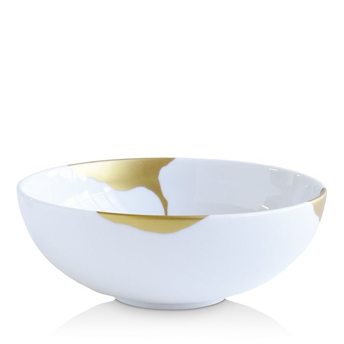 Shop Bernardaud Kintsugi-sarkis Medium Bowl In White/gold