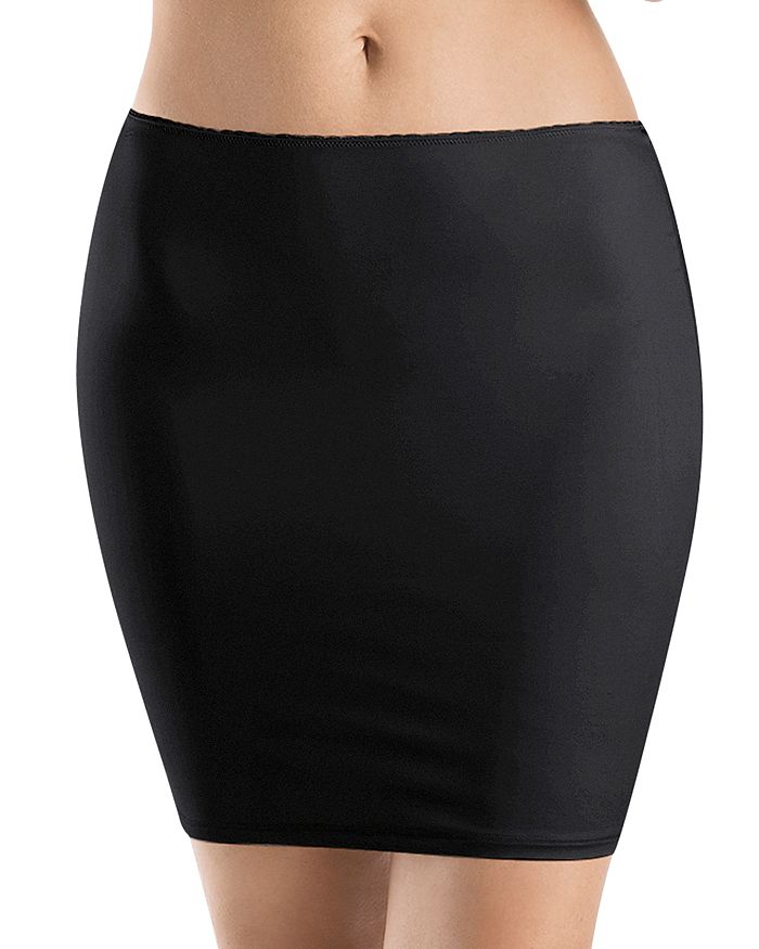 Shop Hanro Satin Deluxe Slip Skirt In Black