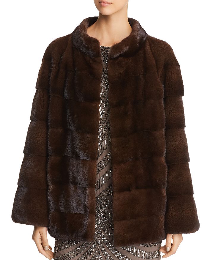 Maximilian Furs Short Mink Fur Coat- 100% Exclusive In Mahogany
