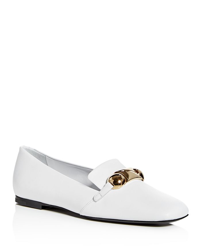Burberry Women's Amy Leather Smoking Slippers In Optic White