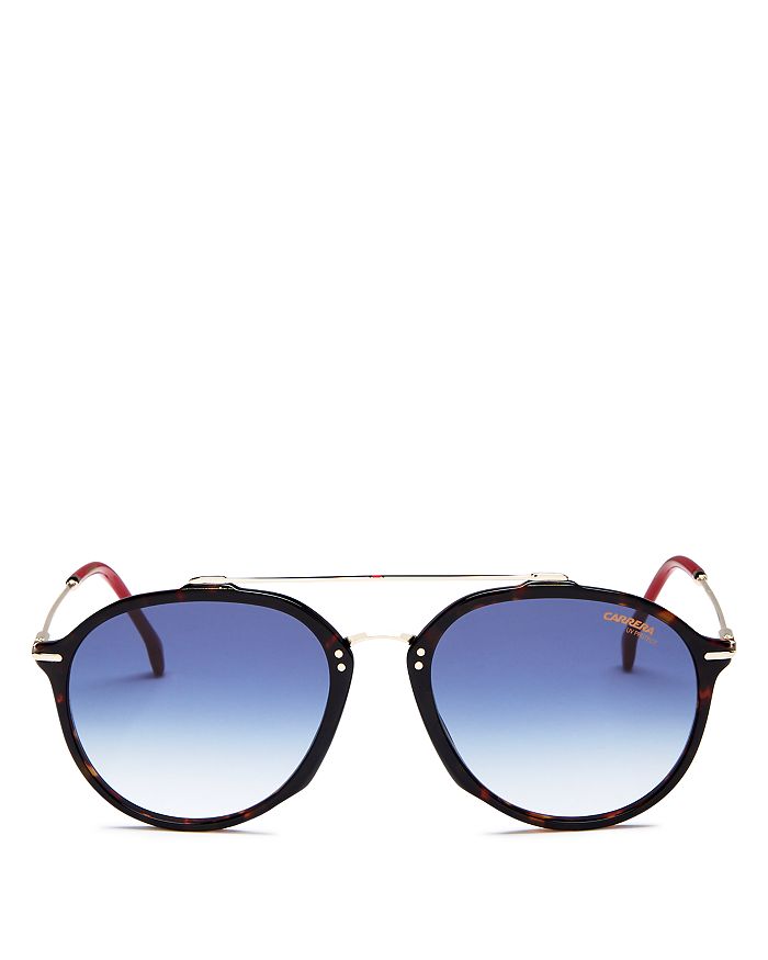 Carrera Men s Brow Bar Round Sunglasses 52mm In Havana Frame Blue