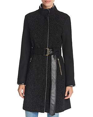 UPC 191152446584 product image for Vince Camuto Faux Sherpa Front Belted Coat | upcitemdb.com