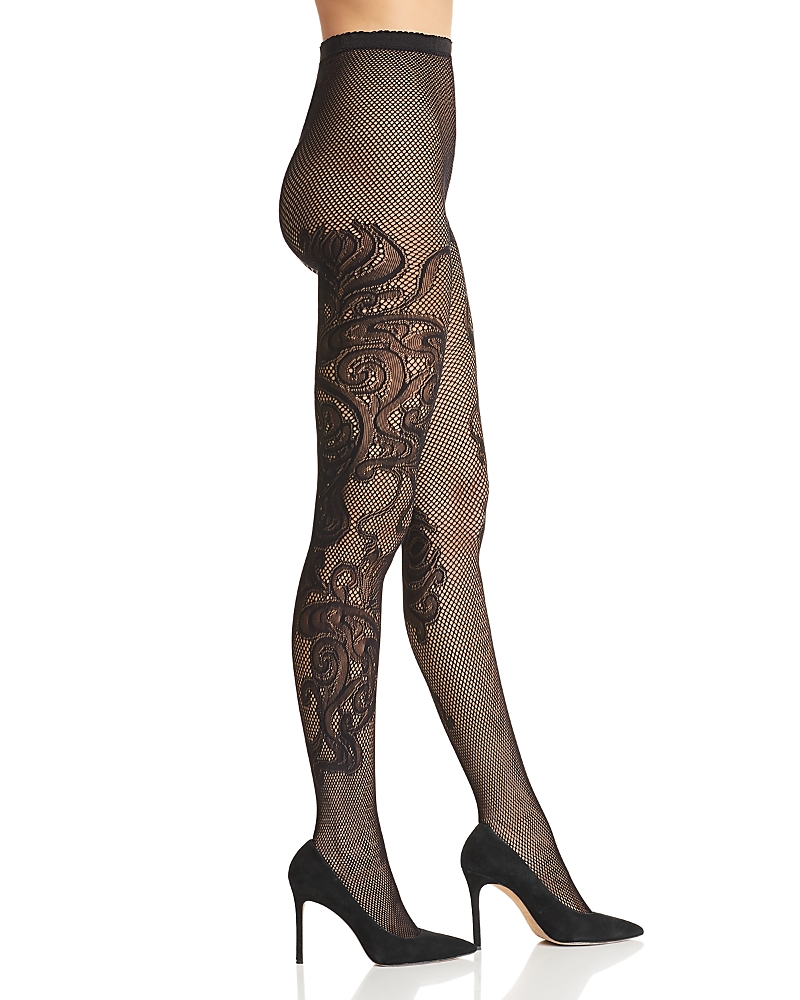 Natori Scroll Patterned Fishnet Tights