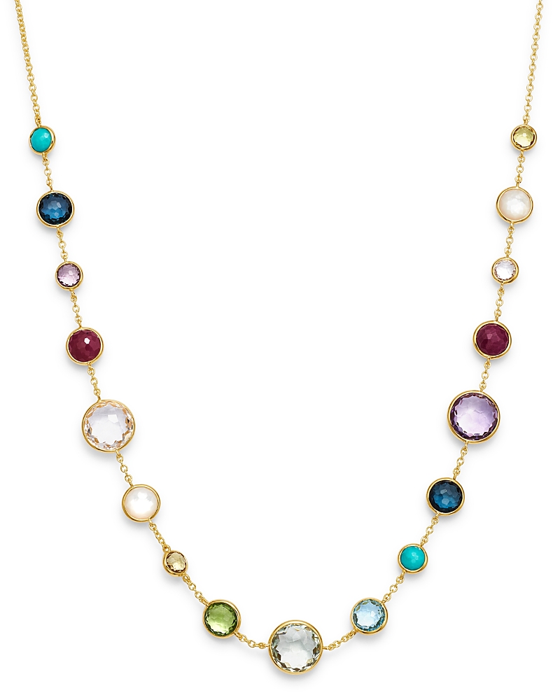 Ippolita 18K Yellow Gold Lollipop Lollitini Clear Quartz, Mother of Pearl, Green Gold Citrine, Peridot, Green Agate, Blue Topaz, Turquoise, London Blue Topaz, Amethyst & Pink Tourmaline Short Necklace, 18