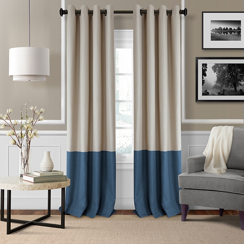 ELRENE HOME FASHIONS BRAIDEN COLOR BLOCK BLACKOUT CURTAIN PANEL, 52 X 84 18799NAV