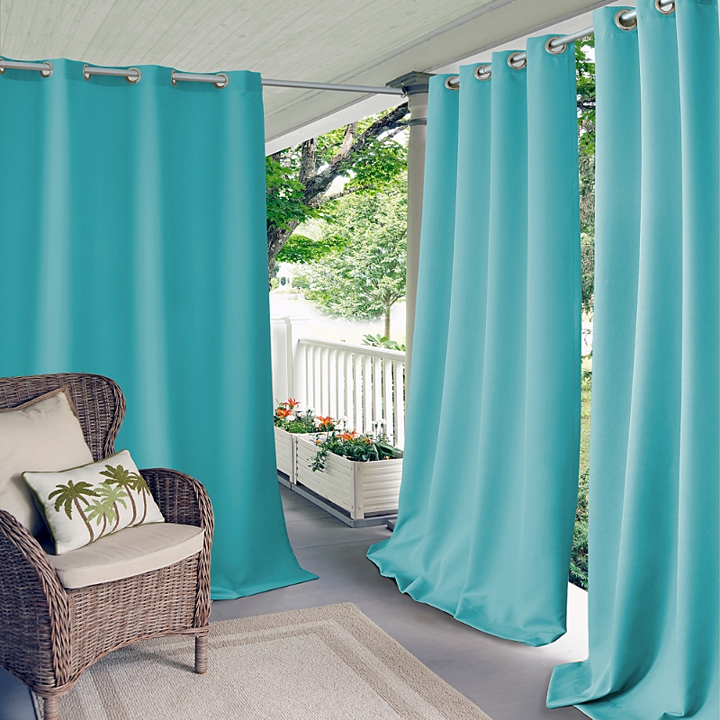 Shop Elrene Home Fashions Connor Solid Indoor/outdoor Curtain Panel, 52 X 108 In Turquoise