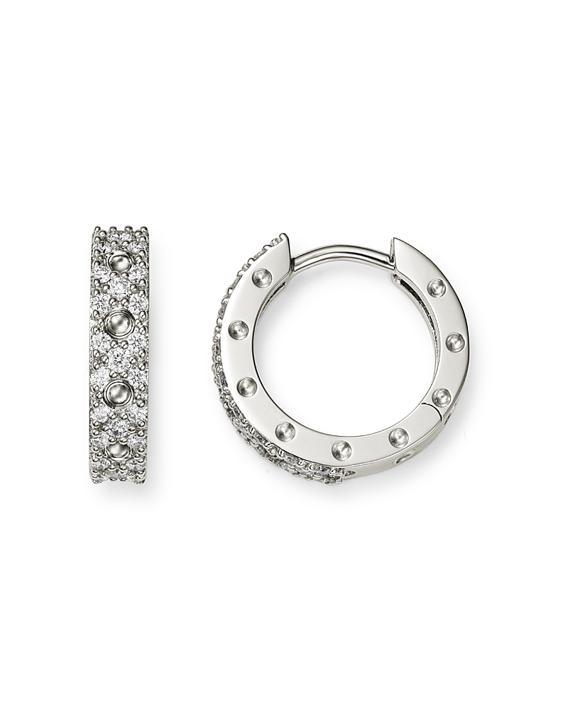 Roberto Coin 18K White Gold Symphony Pois Moi Diamond Small Hoop Earrings