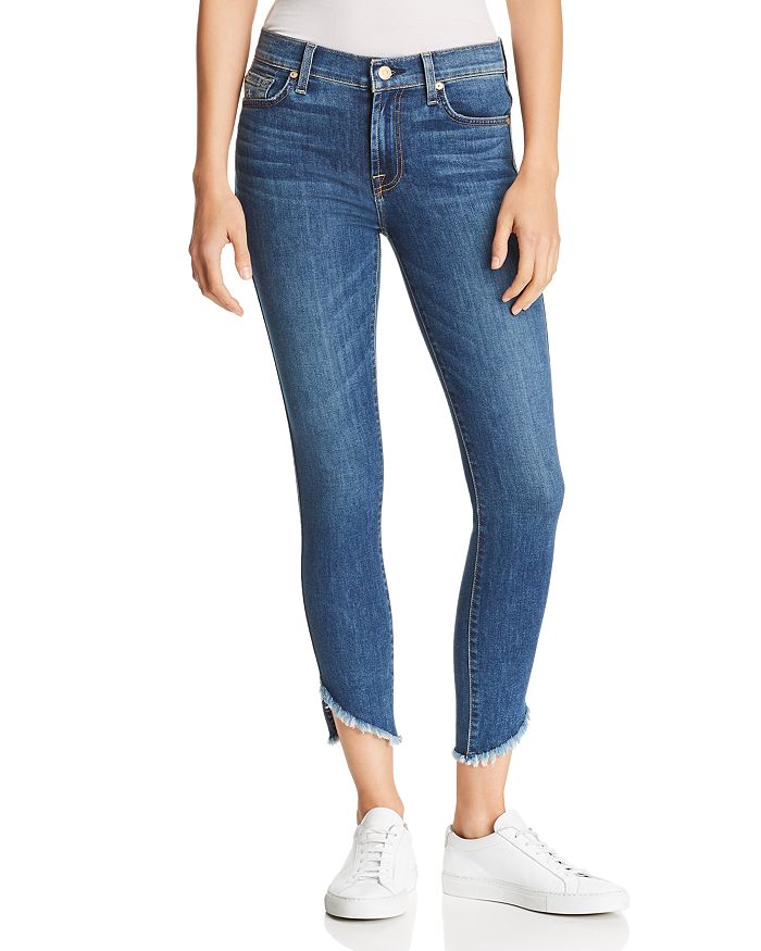 7 FOR ALL MANKIND ANGLED-HEM SKINNY ANKLE JEANS IN GLAM MEDIUM,AU8281005