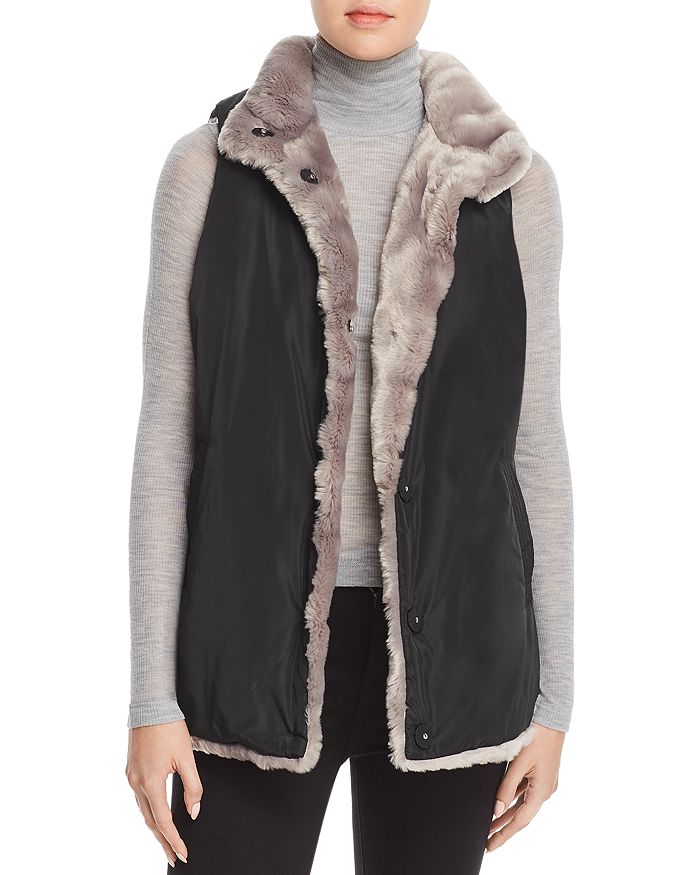 Via Spiga Reversible Faux Fur Vest In Gray Sharp ModeSens