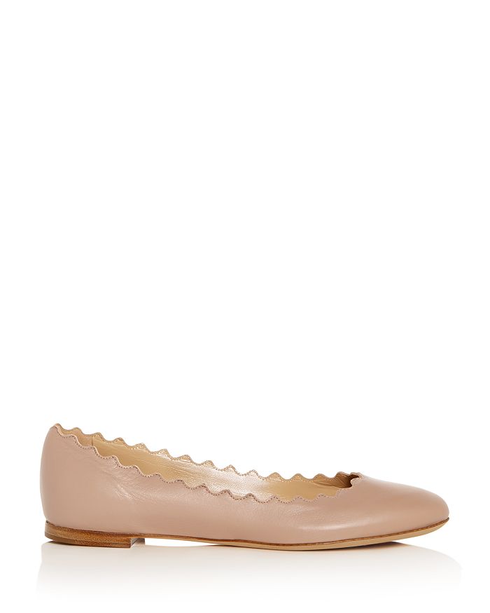 Chloé Lauren Scalloped Leather Ballet Flats In Pink | ModeSens