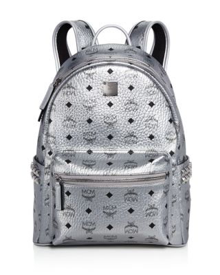 mcm black studded backpack