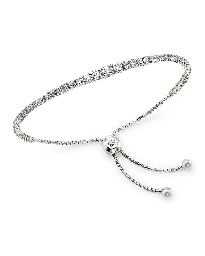 Bloomingdale's Diamond Graduated Bolo Bracelet In 14k White Gold, 1.85 Ct. T.w. - 100% Exclusive