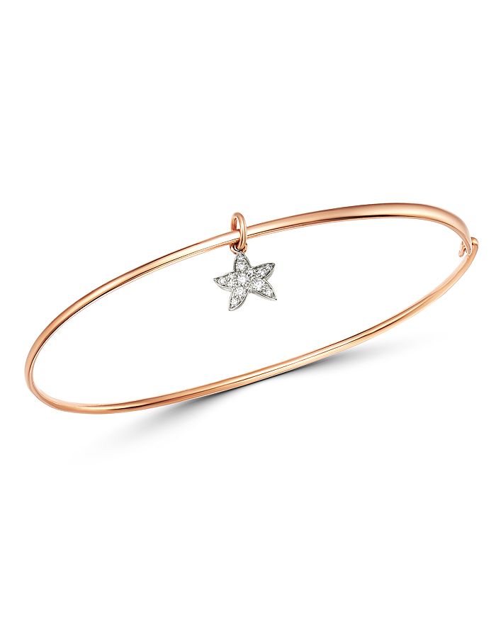 Dodo Starfish Charm Diamond Bangle Bracelet In White/rose Gold