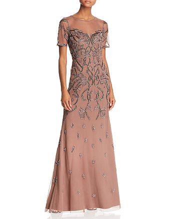 aidan mattox illusion peplum gown