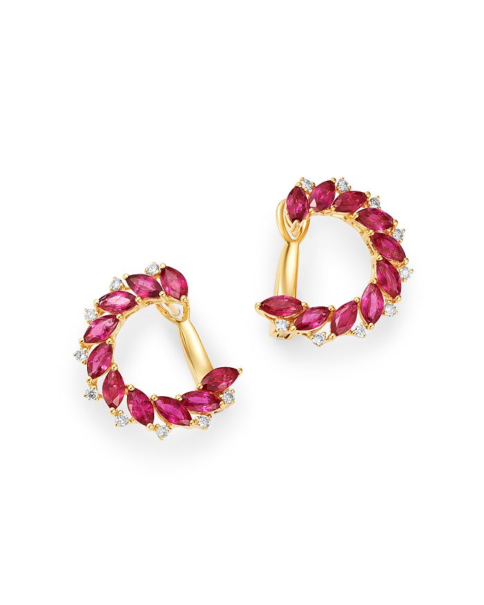 Bloomingdale's - Ruby & Diamond Front-to-Back Earrings in 14K Yellow Gold - 100% Exclusive