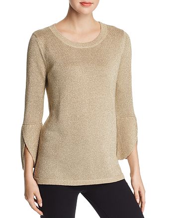 Calvin Klein Metallic Bell-Sleeve Sweater | Bloomingdale's