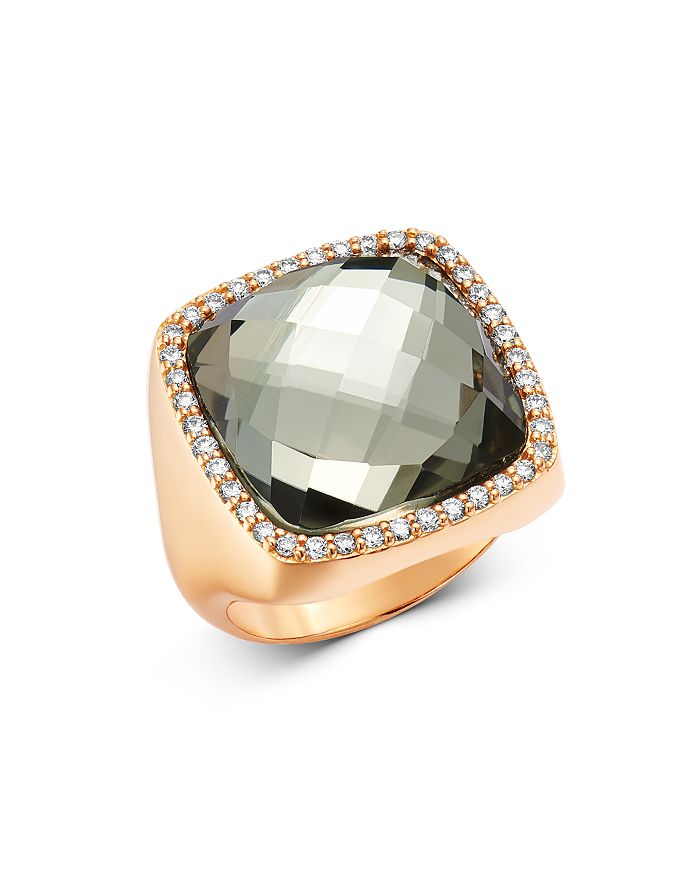 Roberto Coin 18K ROSE GOLD PRASIOLITE DOUBLET COCKTAIL RING WITH DIAMONDS