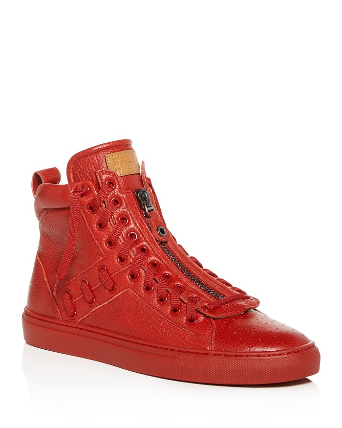 Bally Men's Hekem Patchwork Deerskin Leather High-top Sneakers In Red ...