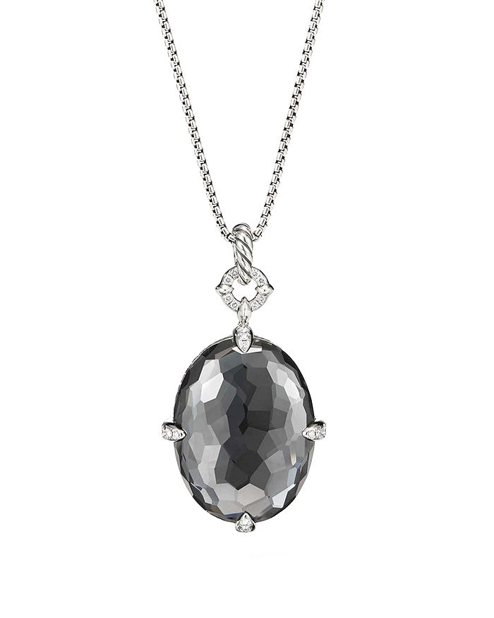 David Yurman Sterling Silver Chatelaine Gray Orchid Pendant Necklace With Diamonds In Black/silver