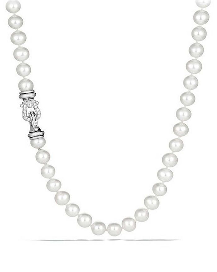 DAVID YURMAN STERLING SILVER PEARL COLLECTION NECKLACE WITH DIAMONDS, 18,N11213DSSDPEDI18