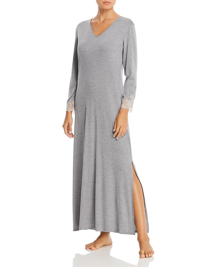 Natori Luxe Shangri-la Lounger Gown - 100% Exclusive In Gray/coccoon