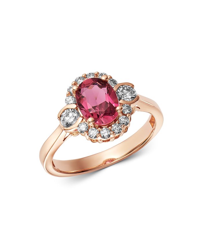 Bloomingdale's Pink Tourmaline & Diamond Oval Ring In 14k Rose Gold - 100% Exclusive In Pink/rose Gold