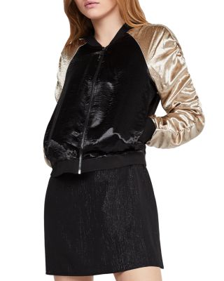 ruched satin bomber