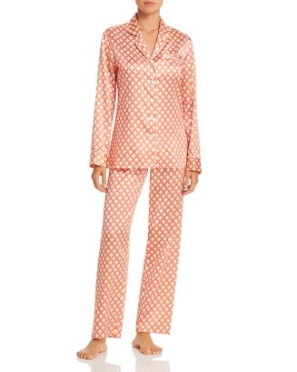 Ginia Silk Diamond Print Pajama Set 