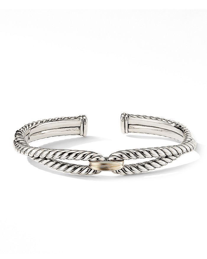 Shop David Yurman Cable Loop Bracelet With 18k Yellow Gold In Gold/silver