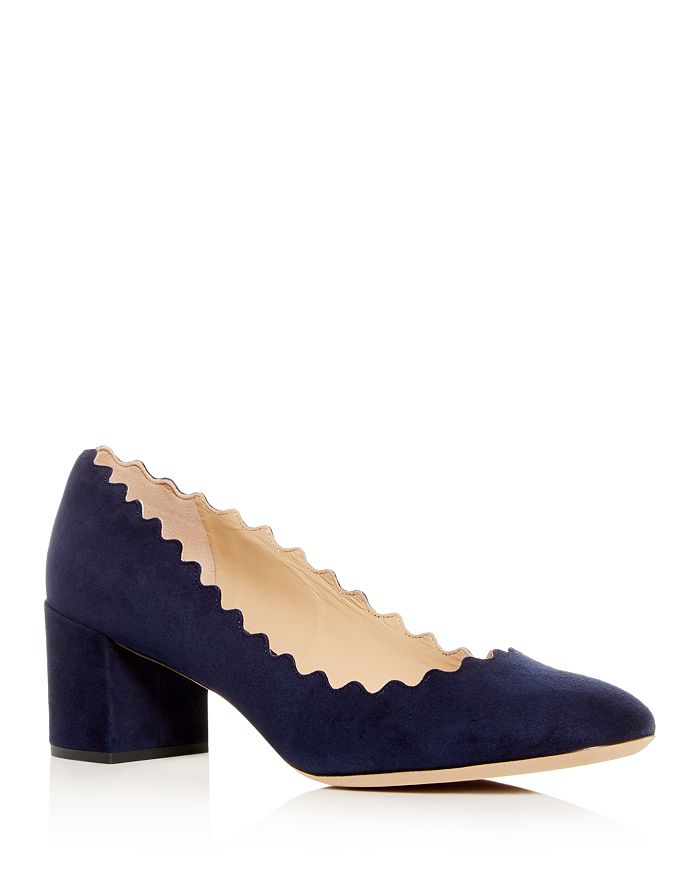 chloe scalloped block heel