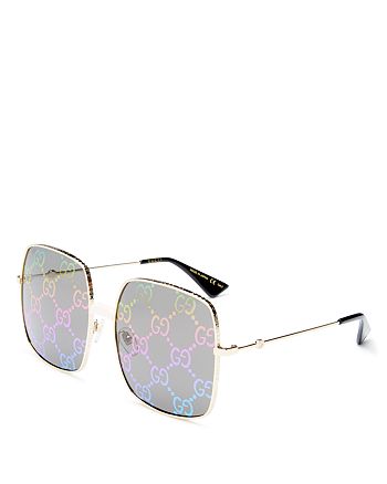 Gucci Men's Mirrored Logo Print Lens Square Sunglasses 60mm | Bloomingdale's