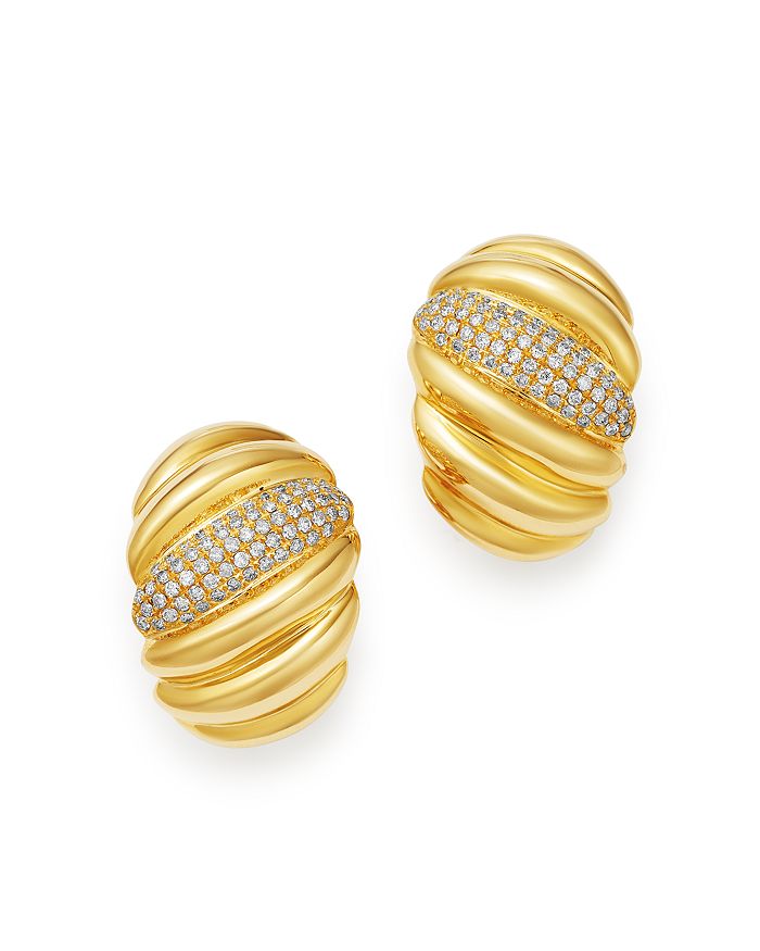 Bloomingdale's Pave Diamond Statement Earrings In 14k Yellow Gold, 0.90 Ct. T.w. - 100% Exclusive In White/gold